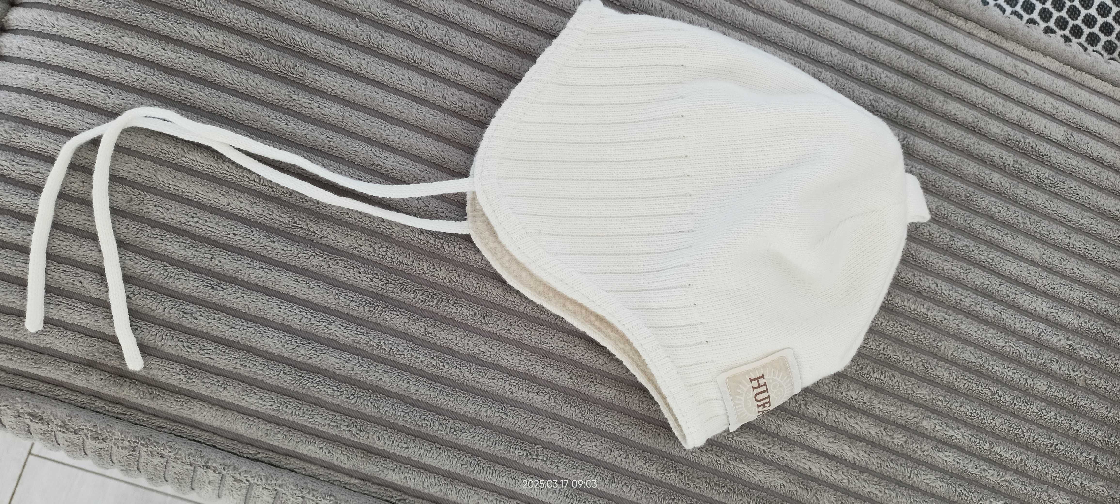 Czapka HUFA bawełna Windstopery wiosna uszatka wiązana 43-45cm 1zł wys