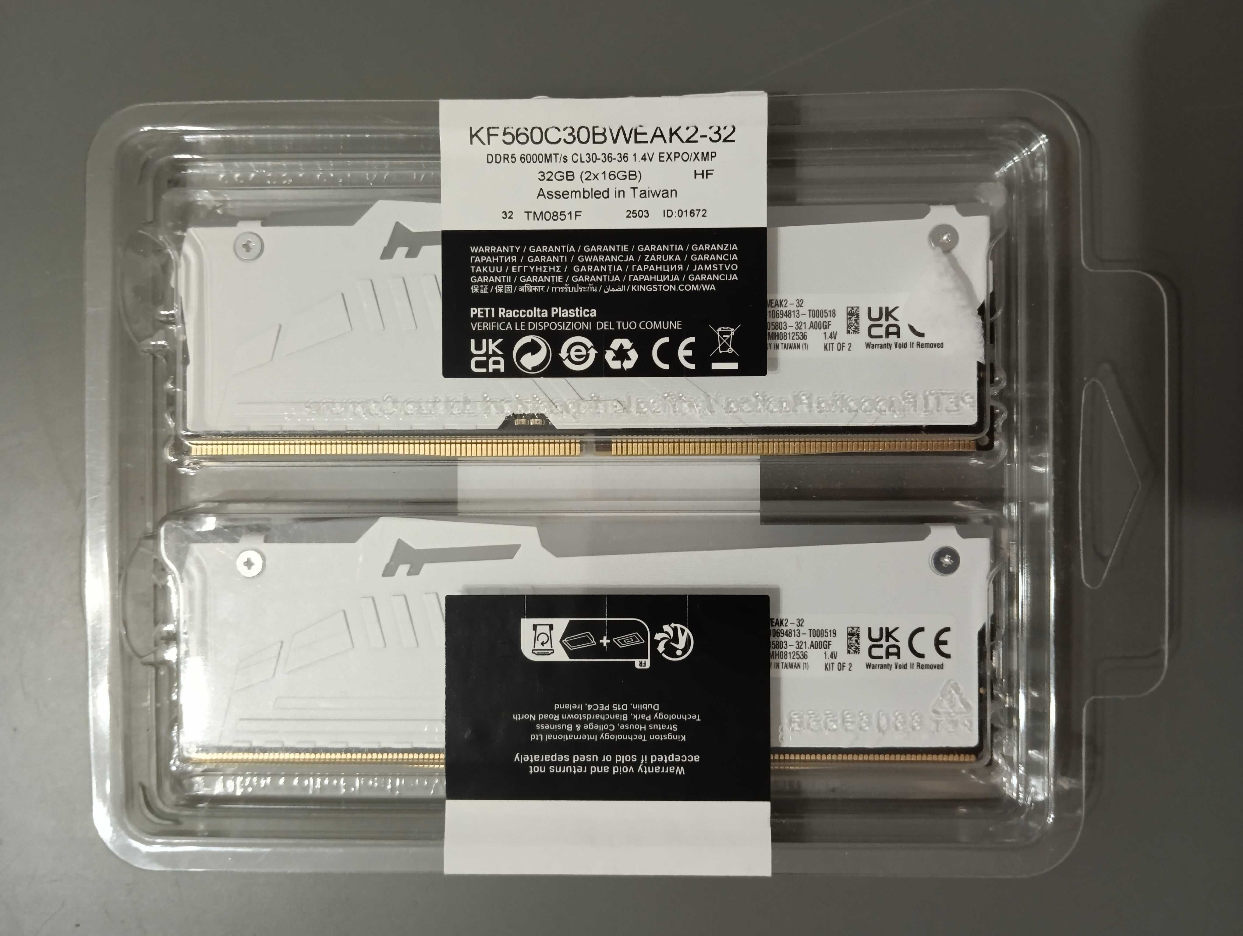 Пам'ять Kingston FURY 32 GB (2x16GB) DDR5 6000 MHz RGB White