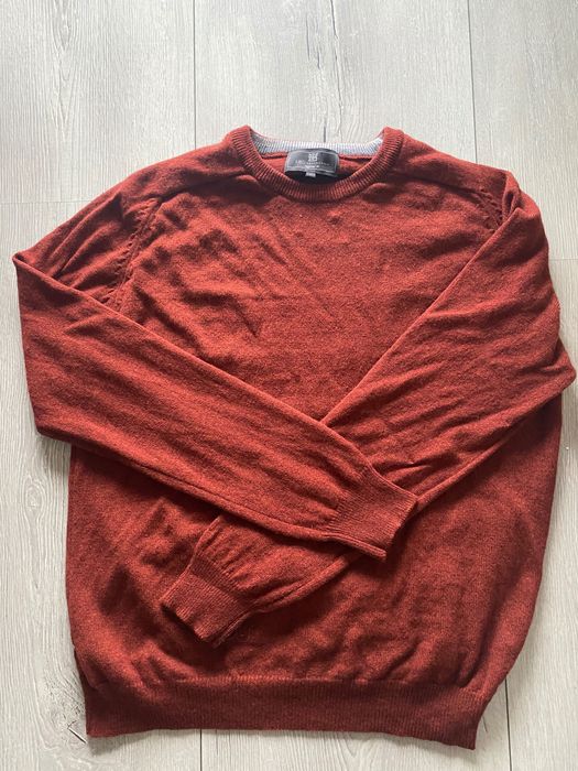 Wełniany burgundowy męski sweter