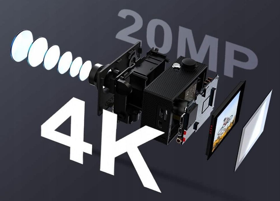 Apexcam M80Air Kamera Sportowa Wodoszczelna 20Mpx 4K Uhd 30Fps Usb-C