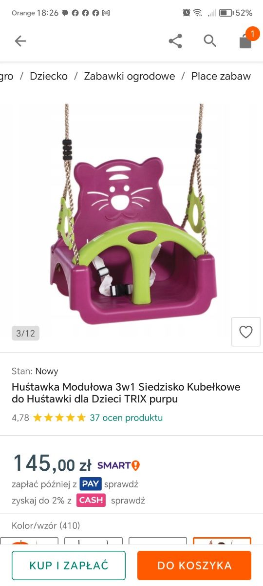 Huśtawka modułowa 3w1 Nowa