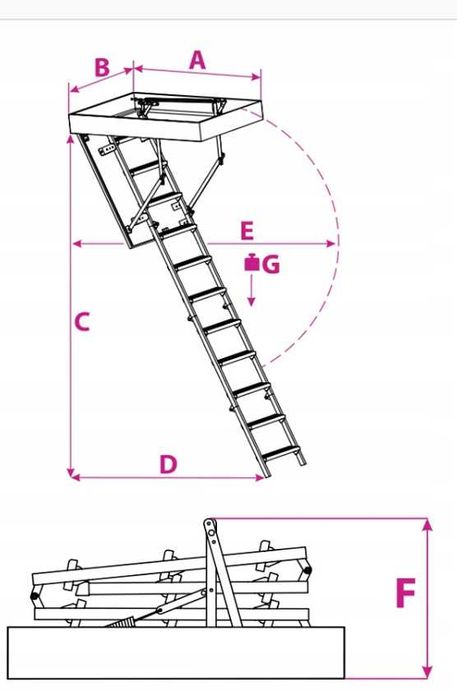 Schody strychowe ocieplane Termo metalowo-drewniane 100x120 gr. 53mm