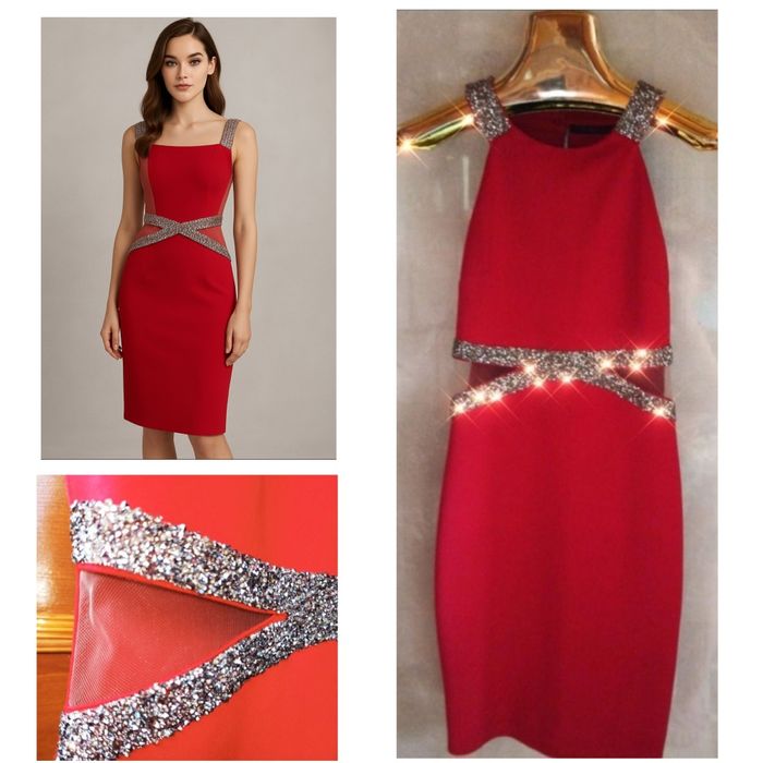 Червона сукня з камінчиками неопрен