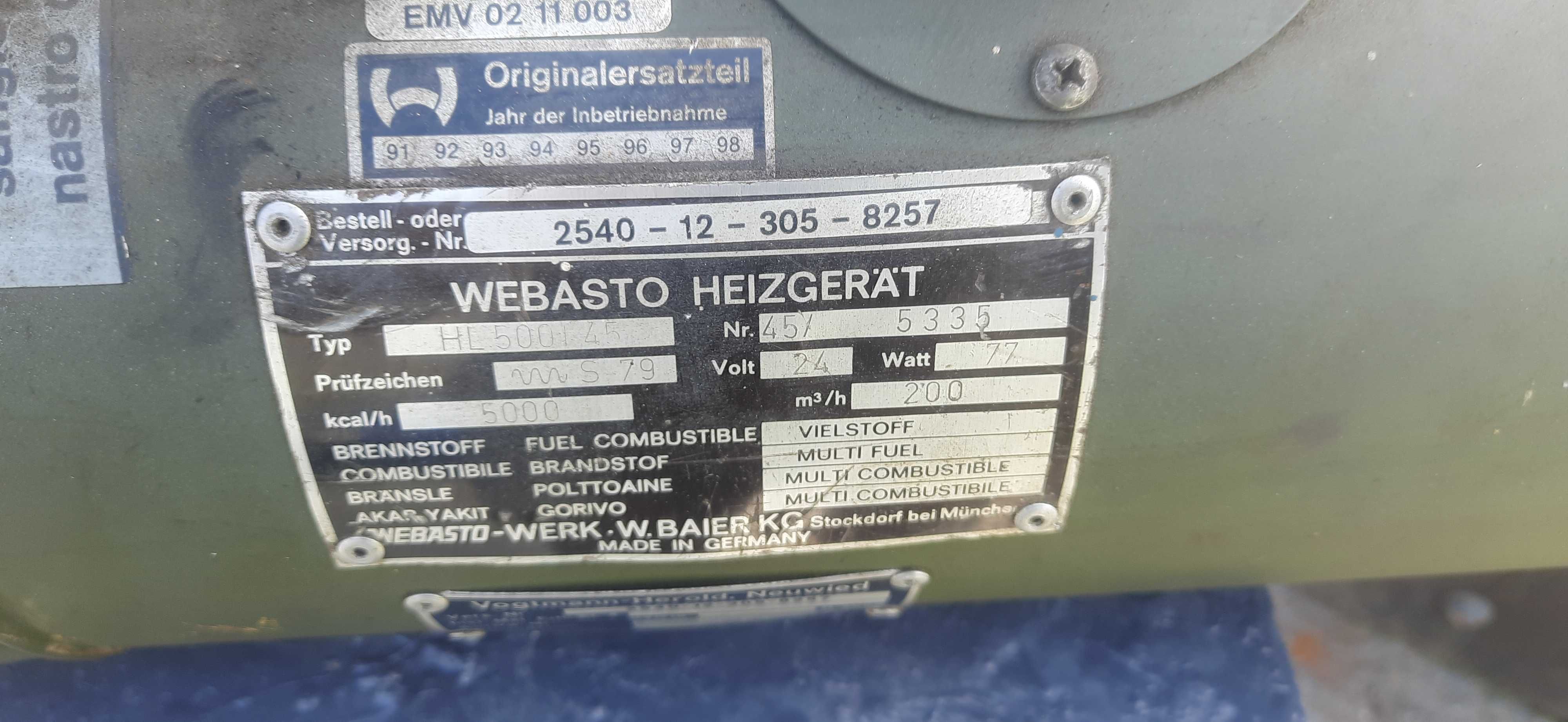 Webasto, ogrzewanie olejowe garażu