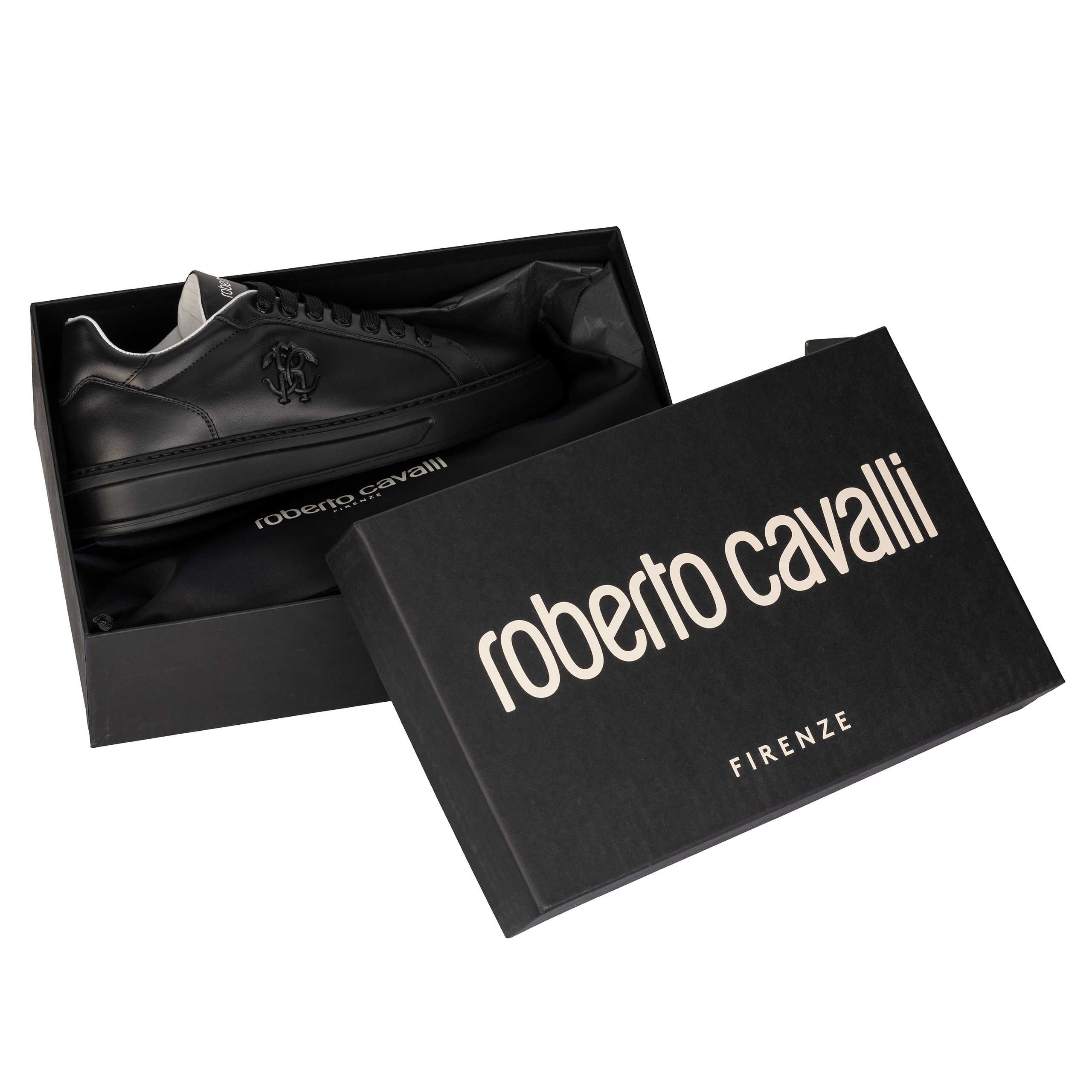 ROBERTO CAVALLI luksusowe meskie snekersy FULL BLACK ITALY