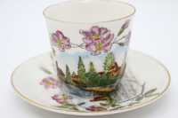 Chávena de Café com Pires Floral e Paisagem Vista Alegre 1881