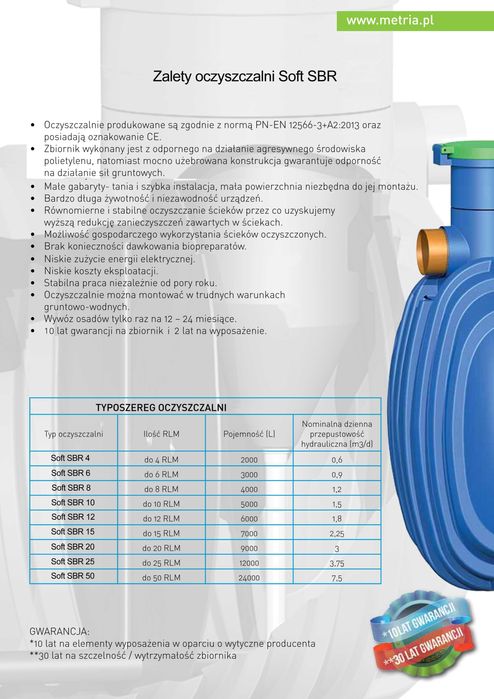 Przydomowa biologiczna oczyszczalnia SOFT SBR METRIA - GRAF One2Celan