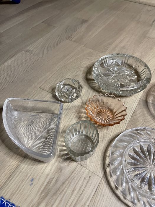 Naczynia szkło z PRL kryształ miseczki popielniczka 11 szt