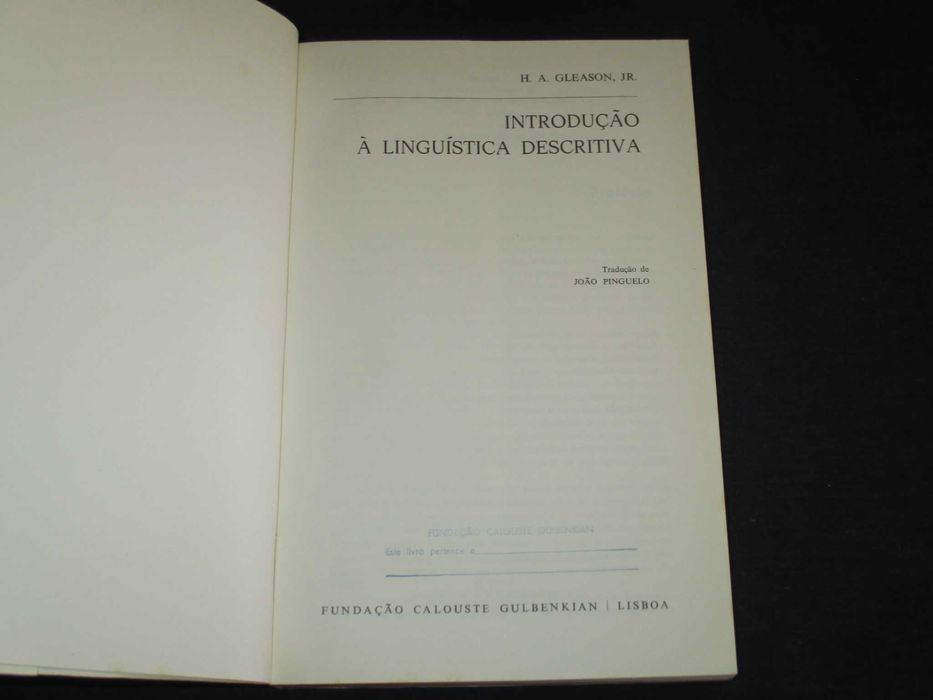 Livro Introdução à Linguística Descritiva Gleason Gulbenkian