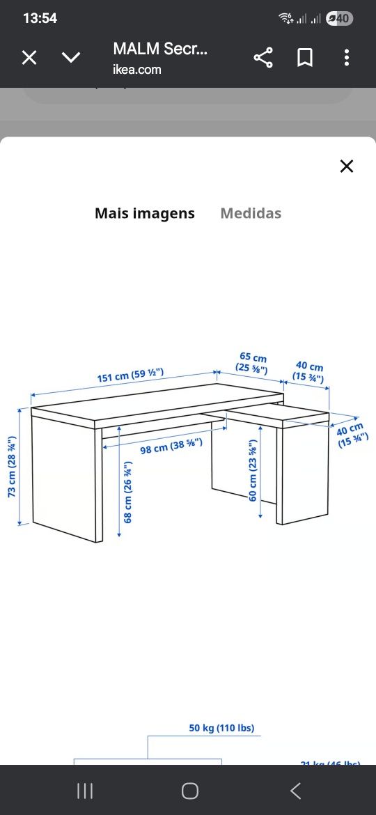 Secretaria de 1,50cm