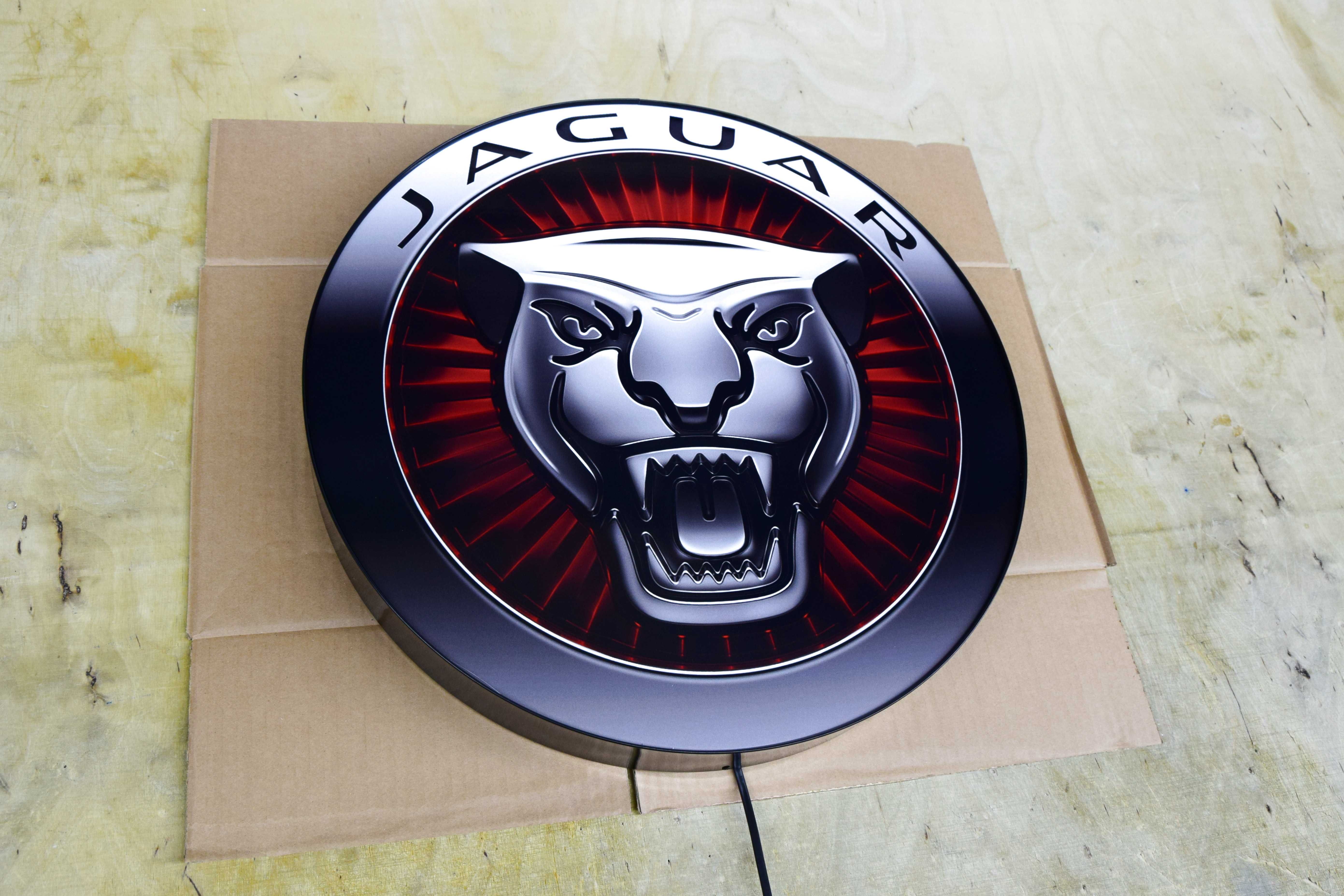 LED Neon JAGUAR, Logo świecące 3D, Lampa do garażu, Plafon, Lampka