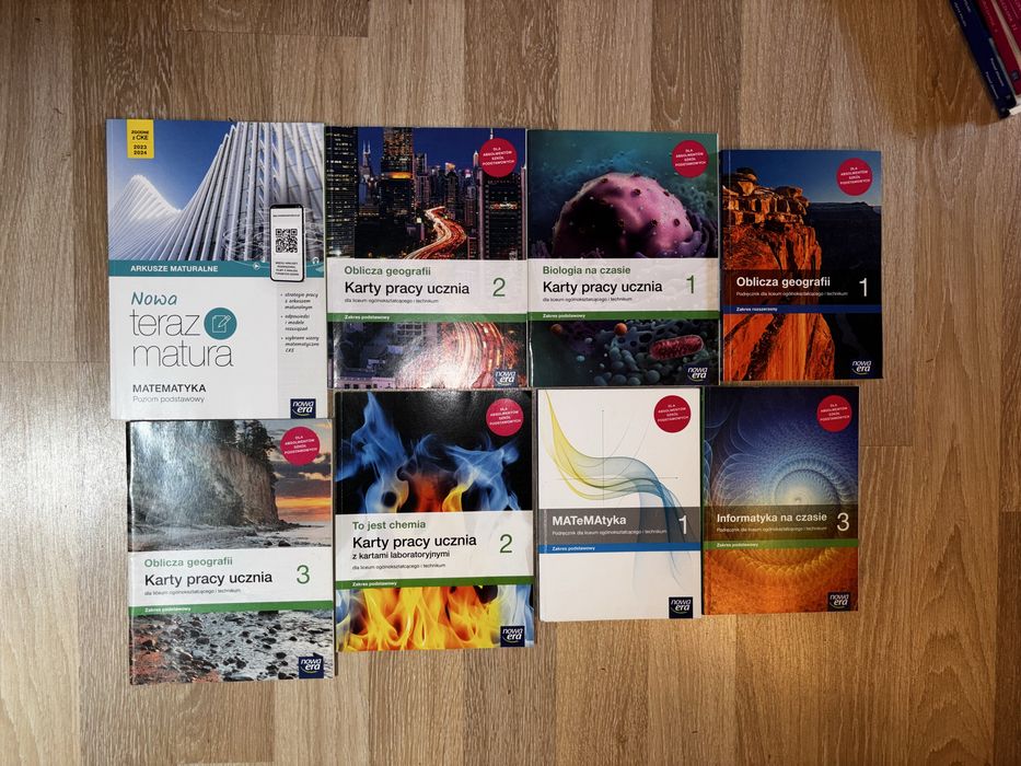 Podreczniki,ćwiczenia i maturalne karty pracy dla liceum i technikum