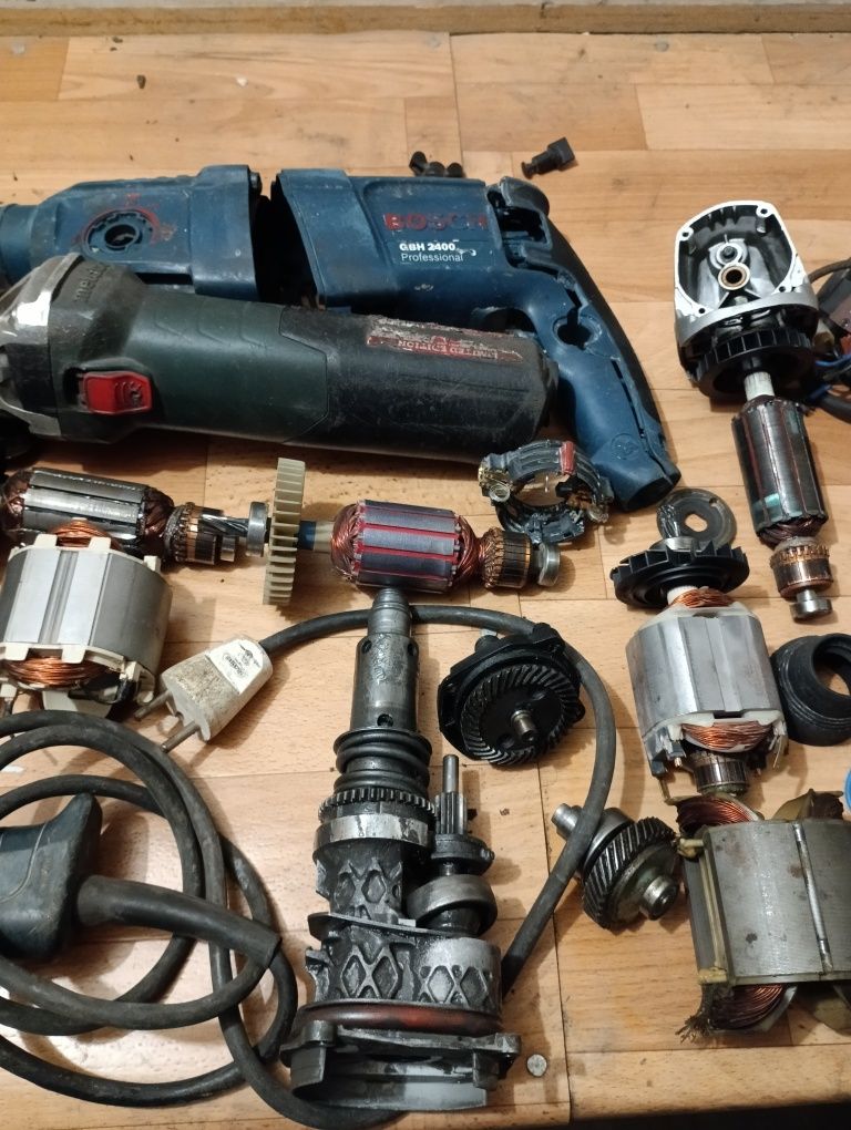 Zestaw elektronarzędzi – uszkodzone / na części – Bosch, szlifierka, i