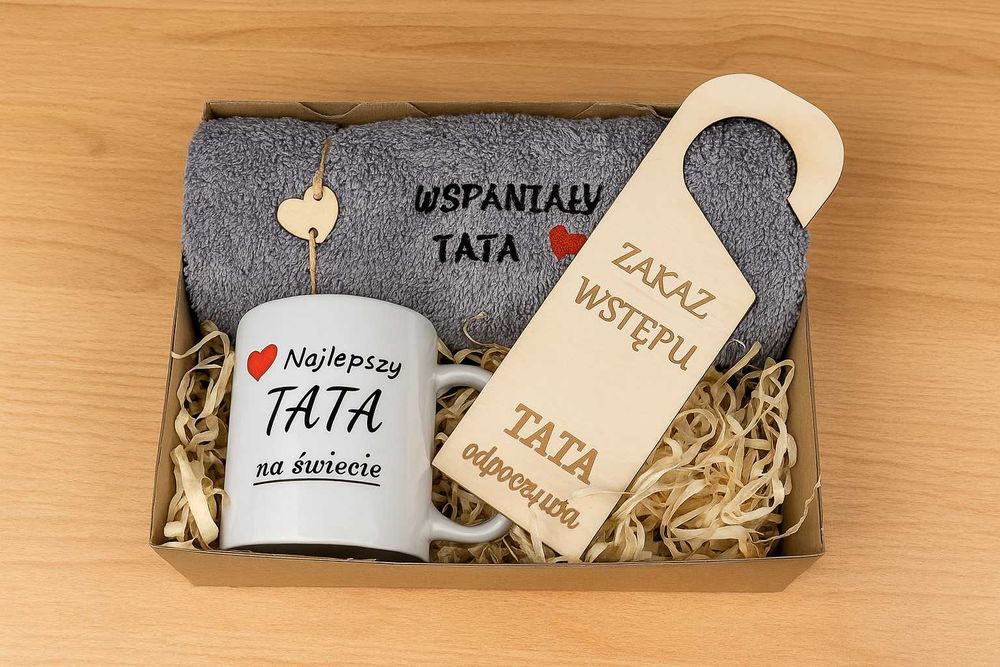 Zestaw Prezentowy dla Taty – Kubek + Ręcznik w Eleganckim Boxie