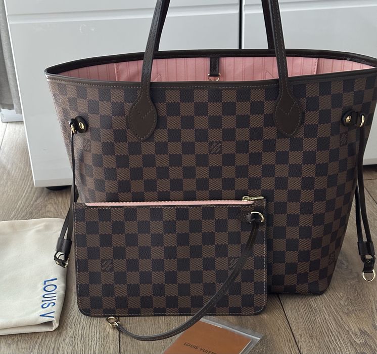 LV Neverfull MM Damier Ebene Canvas + Pochette Nowa
