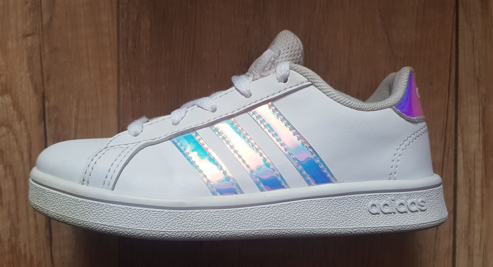Adidas Grand Curt K 28 buty adidasy dziecięce białe holo jak nowe