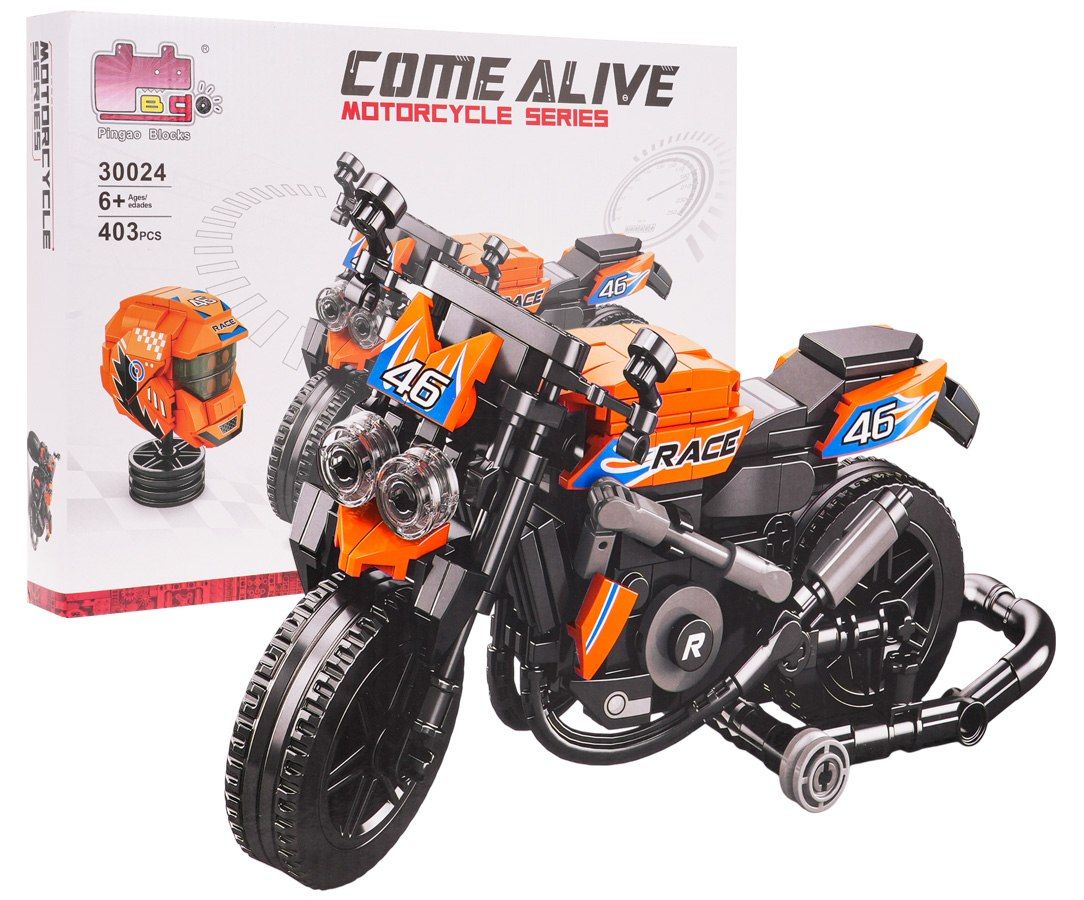 Zestaw Klocków Motocykl Pomarańczowy 403el. motor