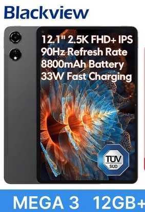 Планшет Blackview MEGA 3 12" 2.5K 90Hz 12/256GB LTE 8800mAh 33W+ чохол