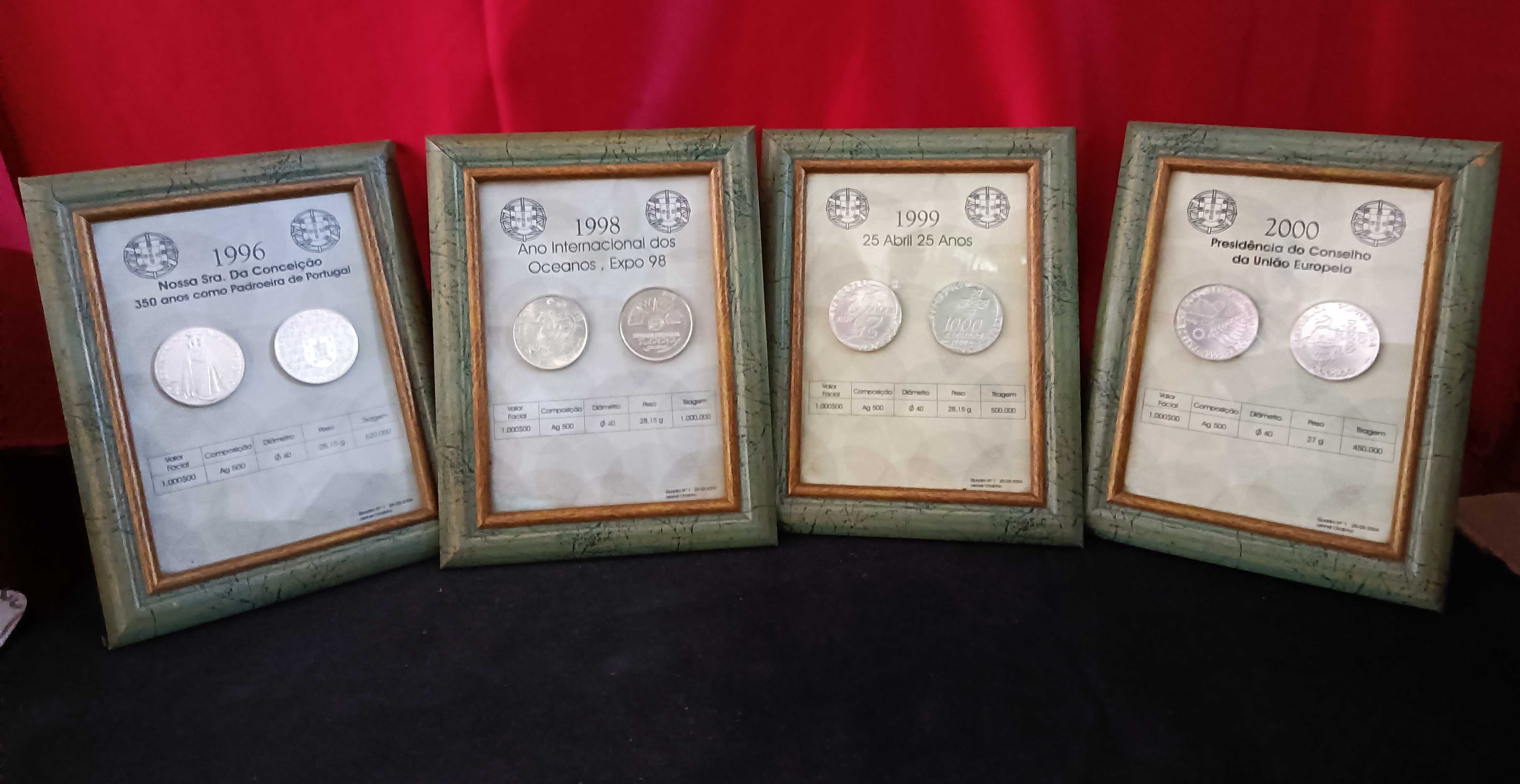 moedas 1000 escudos emolduradas 10 unidades