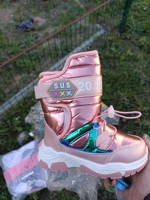 Зимові дутіки рожеві сапоги для дівчинки  Зимние ботинки для девочки