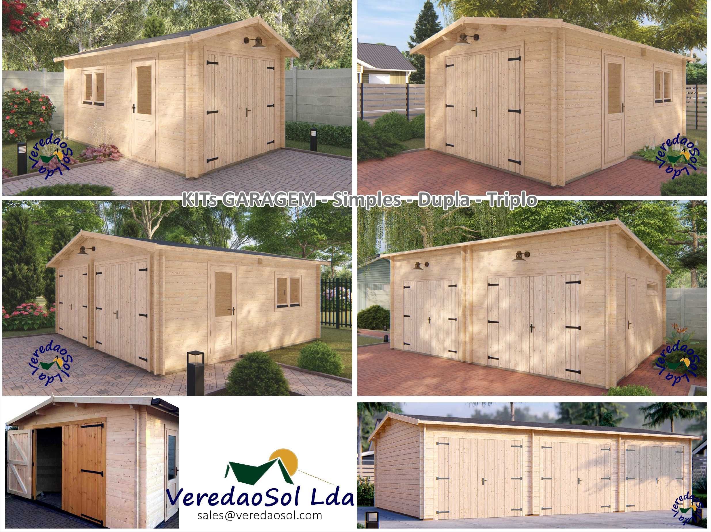 KIT madeira 6x6 m GARAGEM DUPLA 34m² 44mm sem e com portões IMBATÍVEL