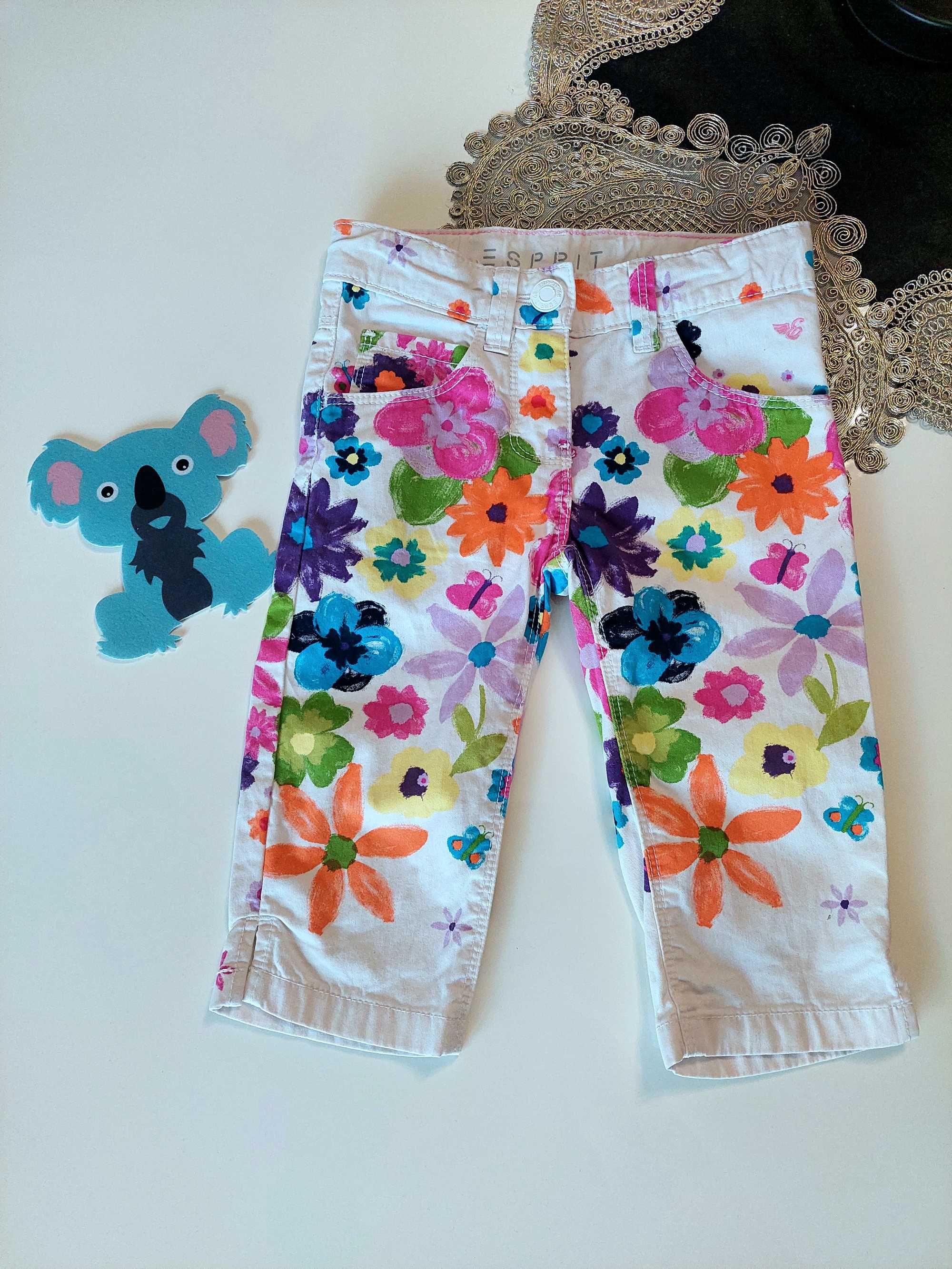 Esprit! Piękne spodnie wiosna/lato w kolorowe kwiaty roz 104