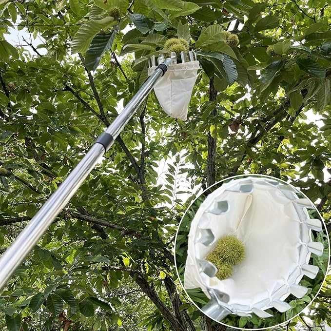Zbierak do owoców teleskopowy 2,6 m ze stalowym trzonkiem i workiem