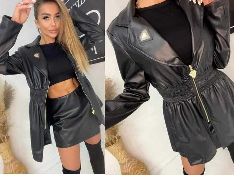 Paparazzi Fashion nowa marynarka - katanka z ala skóry Uni