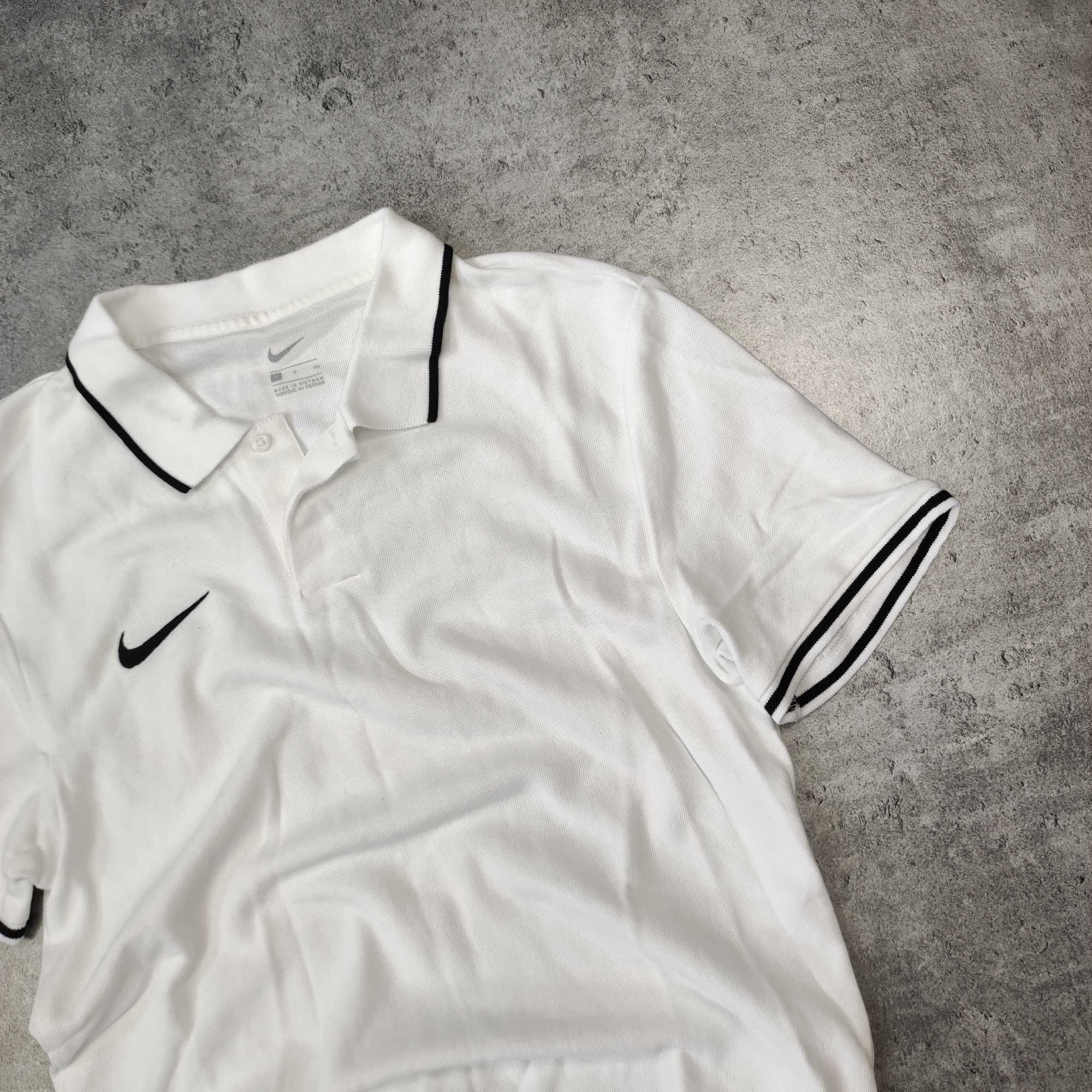 MĘSKA Elegancka Sportowa Bawełna Koszulka Polo Kołnierzyk Biała Nike