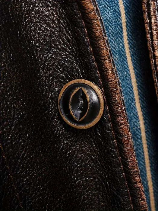 Męska kurtka vintage, brązowa kurtka typu bomber z zapięciem na guziki
