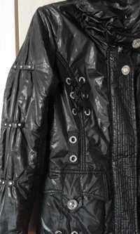 Красивая черная куртка с блестками и карманами, 42 р.