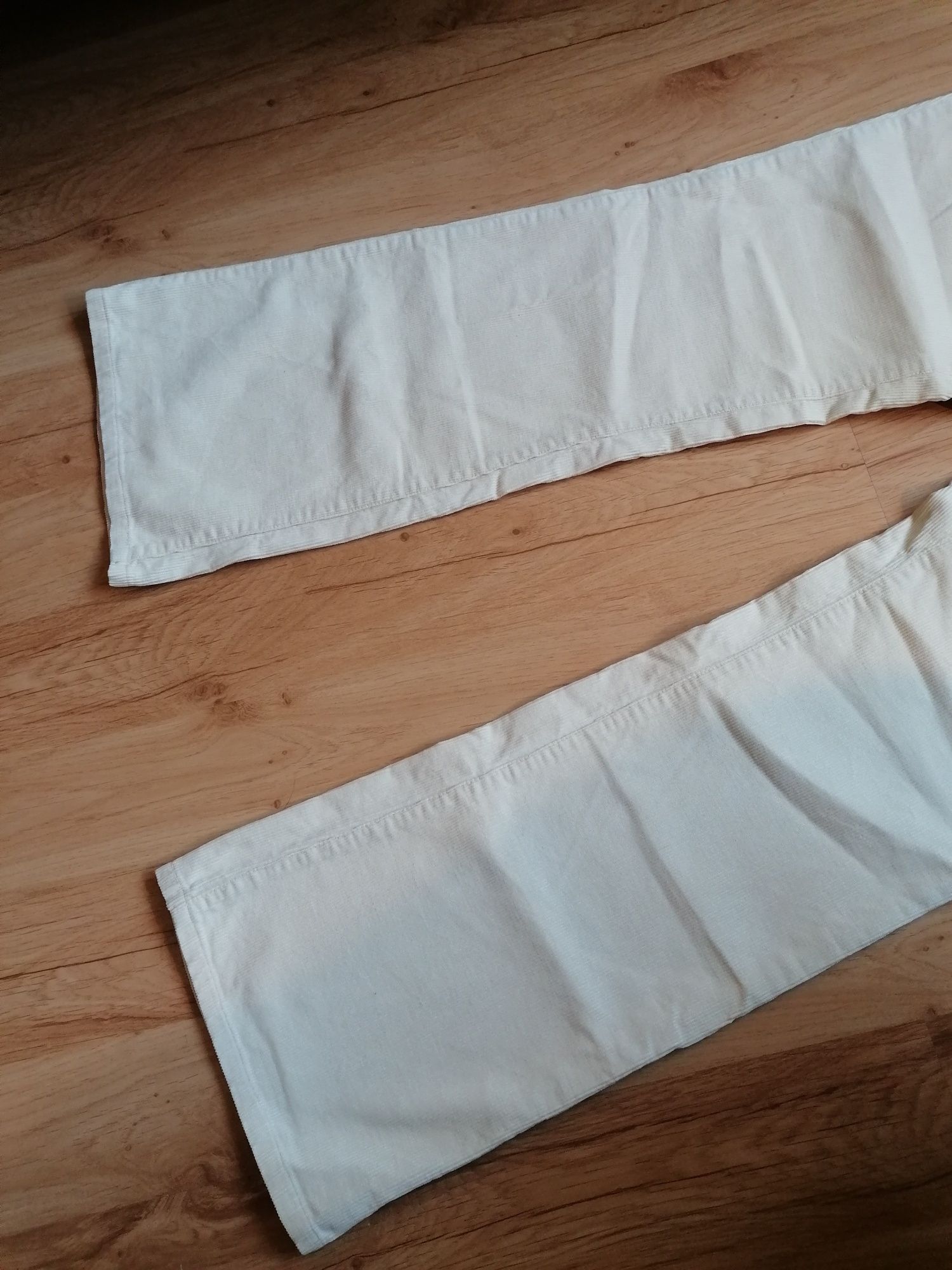 spodnie dzwony z rozszerzanymi nogawkami białe/beżowe