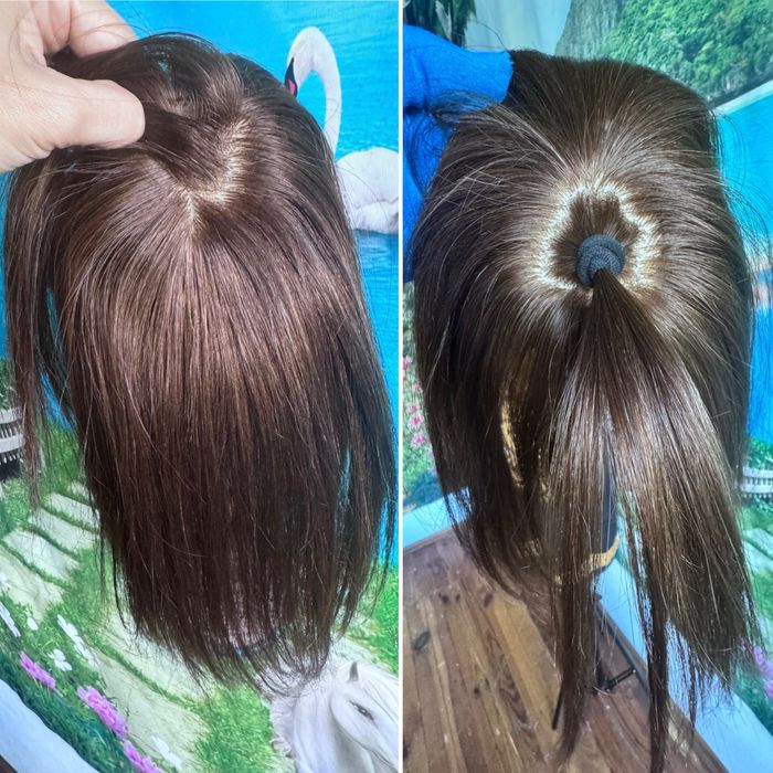 Натуральная накладка кожа на шёлке славянские детские волосы русые