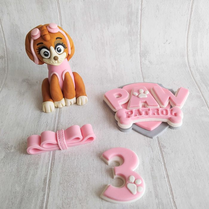 Psi Patrol logo cyfra Skye figurki na tort z masy cukrowej Zestaw