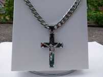 Srebrny łańcuszek z krzyżykiem,stainless steel,pancerka,polerowany,yes