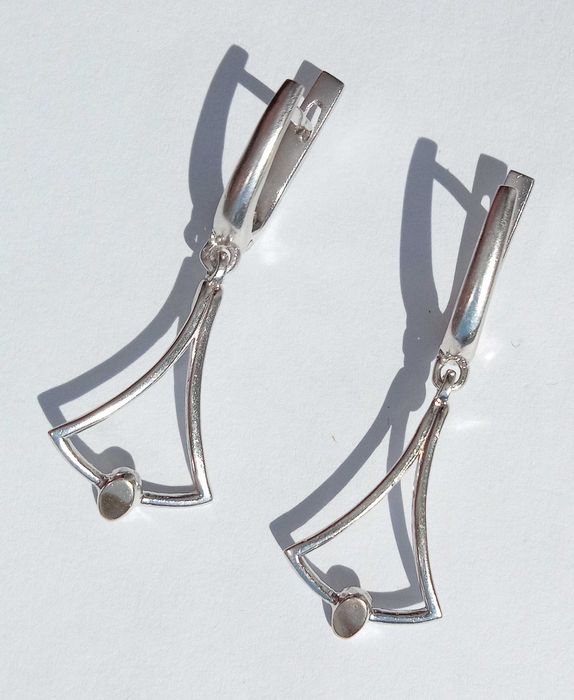 Вінтажні Сережки серьги срібло 925 проба, золоті вставки. Вінтаж