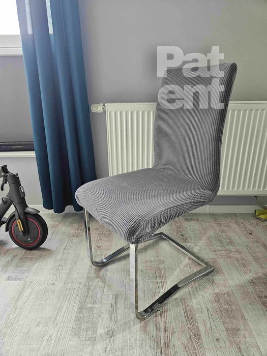 Pokrowce na krzesła szare żakardowe kratka 4 szt siwe