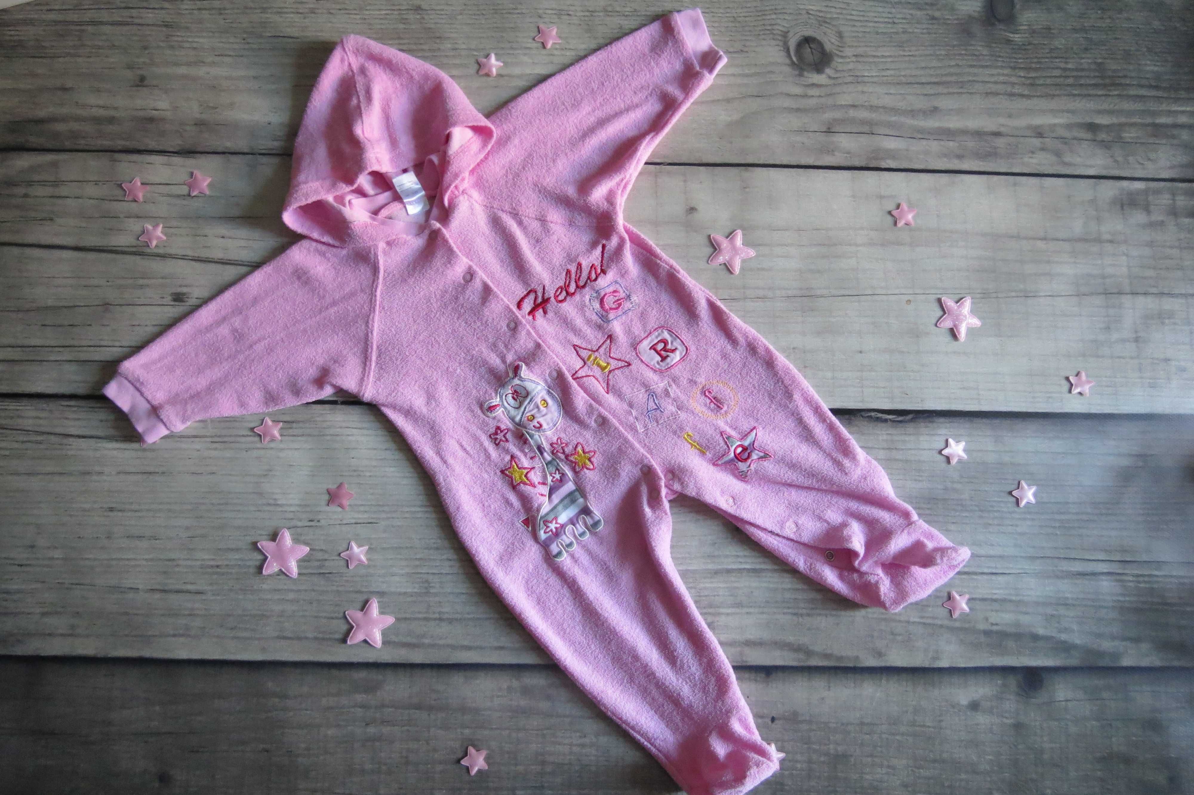 Человечек с капюшоном GIRAFFE для девочки, розовый - Valeri-tex 74 см