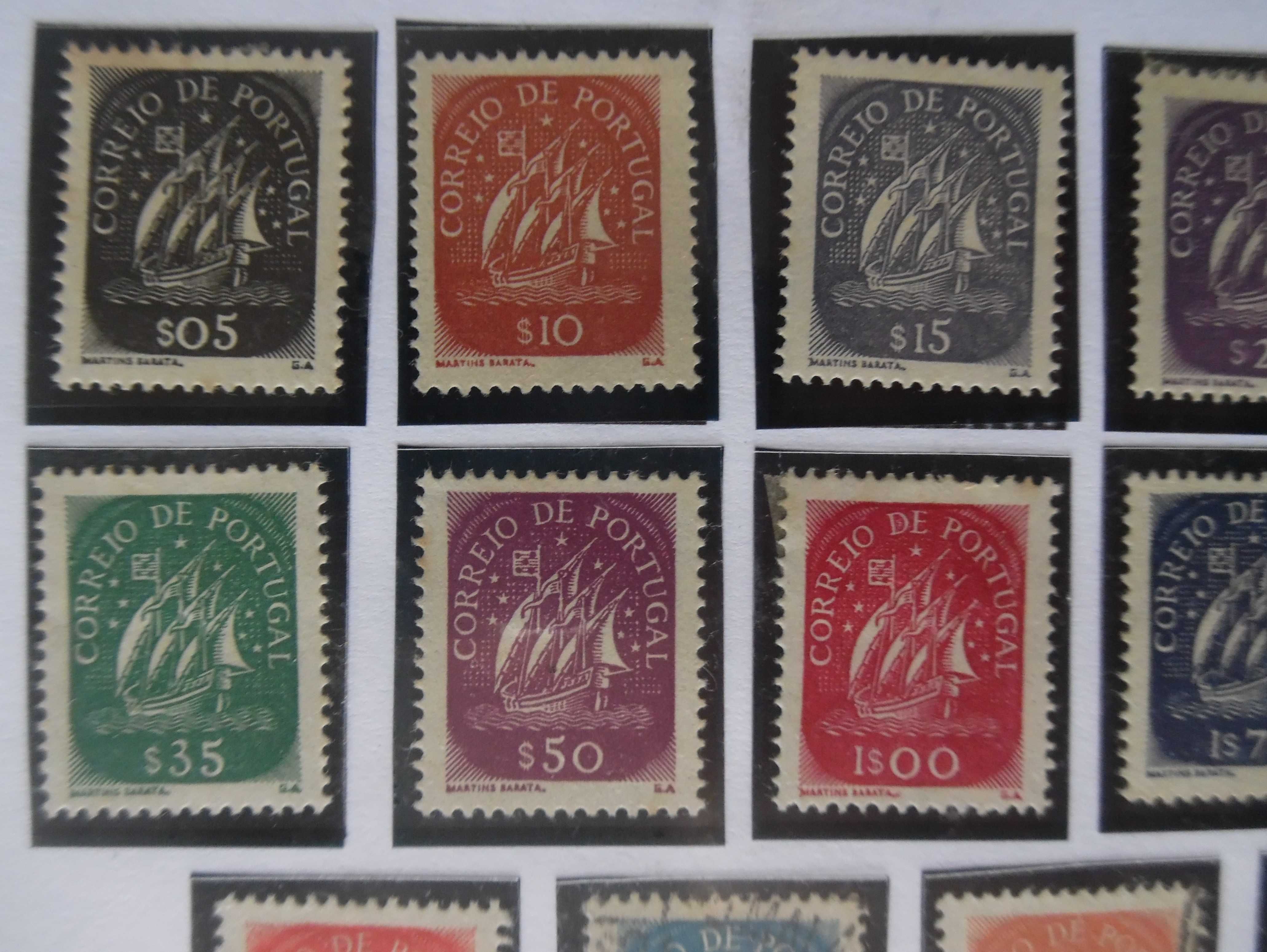 Selos Portugal 1943-Caravela série Completa Novos c/ charneira /usados