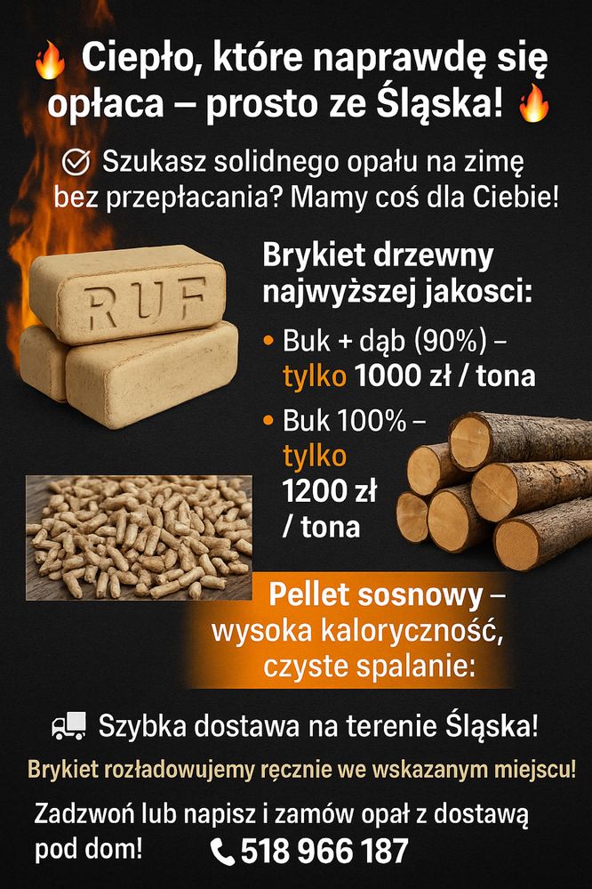 Brykiet drzewny – Pellet – RUF – Jakość- DOWÓZ – PROMOCJA