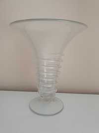 Duży kolekcjonerski szklany wazon kwiaty ciężki solidny okrągły design
