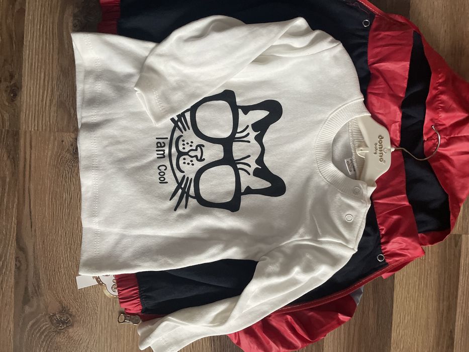 Kurtka wiosenna i bluzka z długim rękawem dla chłopca 12-18 m-cy nowe