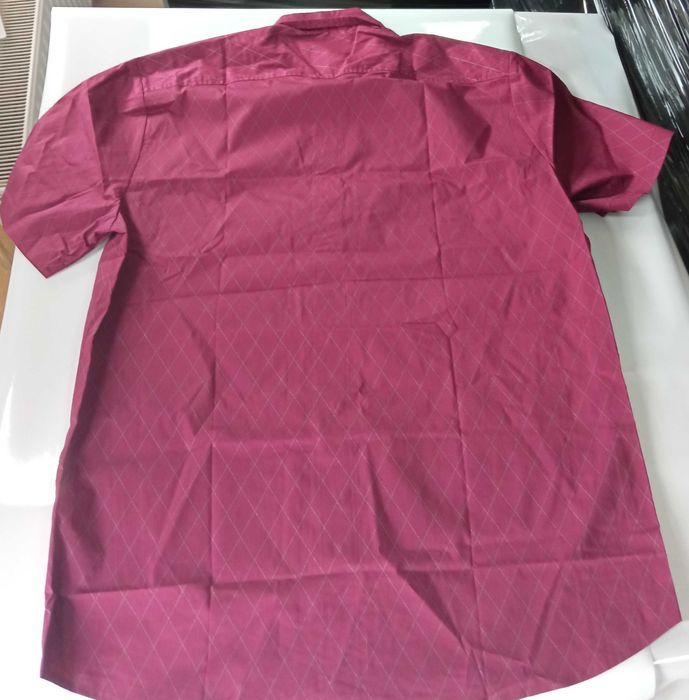 Nowa koszula męska / krótki rękaw / bordowa / wzór / R-L !57!