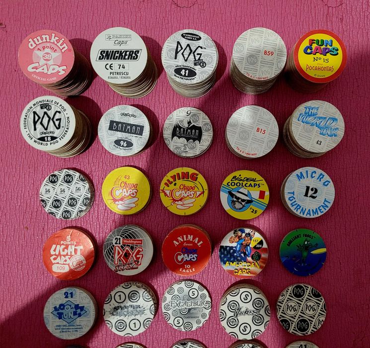 Żetony kapsle POG Wackers Panini Dunkin Chupa caps tazo tazos pogs