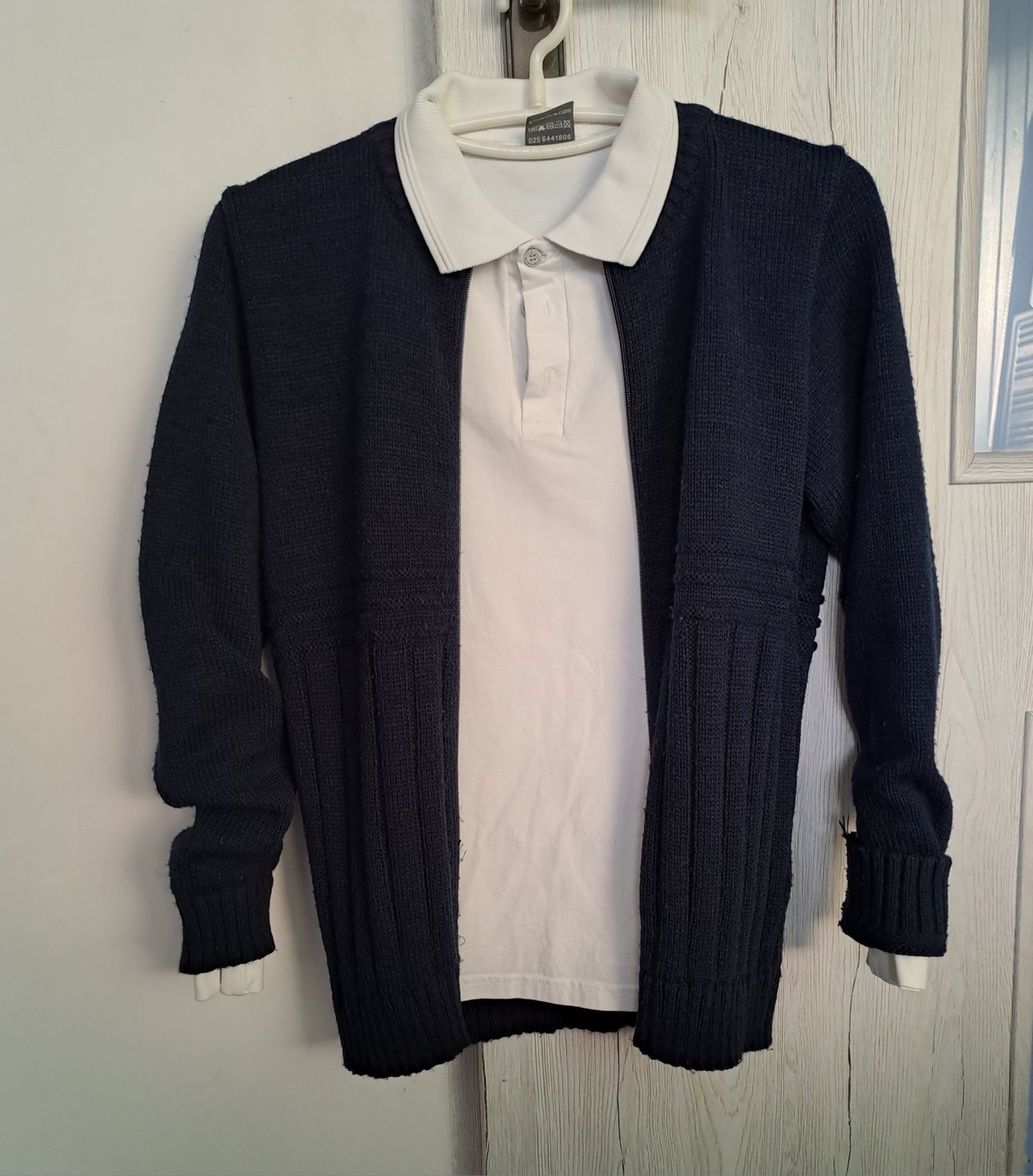Elegancka koszula bawełniana + granatowy sweter