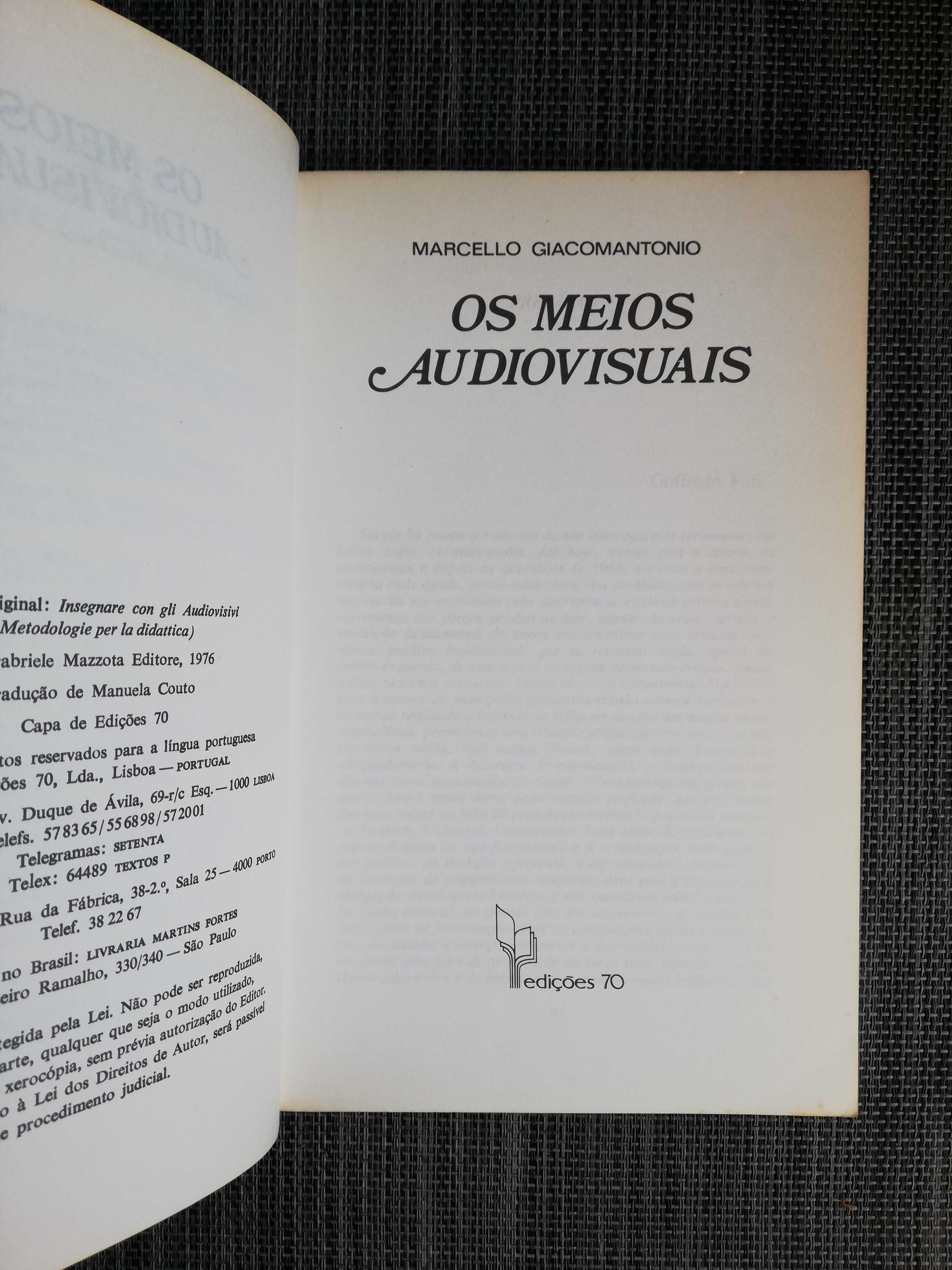 Os Meios Audiovisuais - Marcello Giacomantonio (portes grátis)