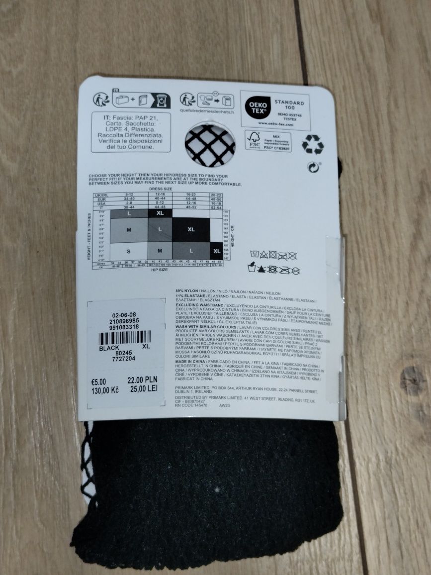 Rajstopy kabaretki Primark XL