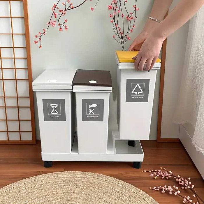 Caixote Separador Lixo Reciclagem Lixeira com Rodas - NOVO