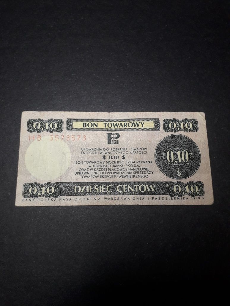 PRL Pewex Bon towarowy 0,10 USD dziesięć centów PKAO S.A. ser. HB 1979