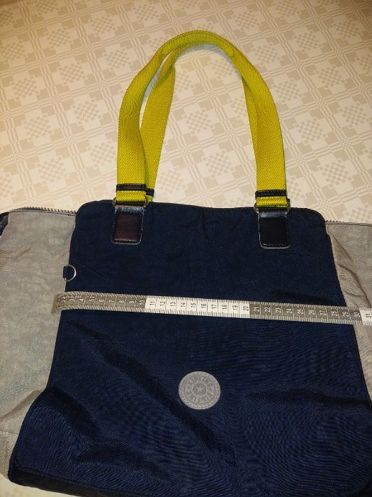 Mala Carteira Kipling azul cinzento limão tamanho médio